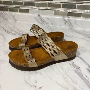 Sonia‎ C Sandals cork bed rhinestones , made in Italy cork bed slide sandals